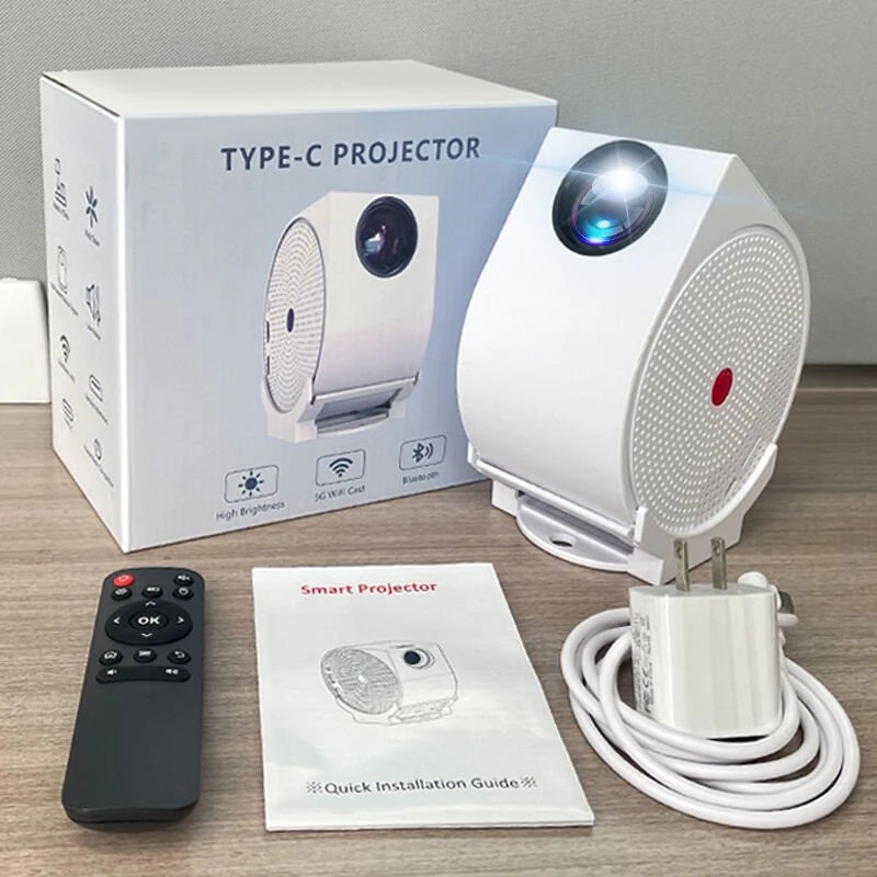 ProjeStar Snails kannettava projektori 4K-tuki Android 11 WiFi6 Bluetooth 5.2 270° kääntyvä