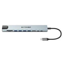 BlitzWolf BW-NEW TH5 10-porttinen USB-keskitin 4K HDMI Ethernet 100W PD MacBook
