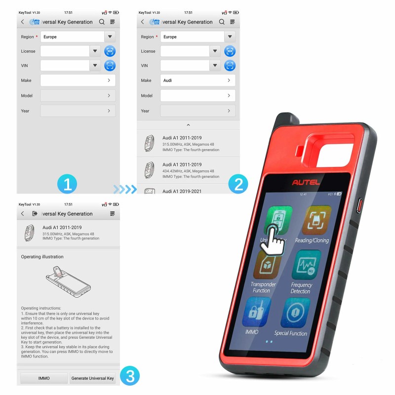 Autel MaxiIM KM100 avainohjelmointilaite immobilisaattorin oppimiseen ja kloonaukseen