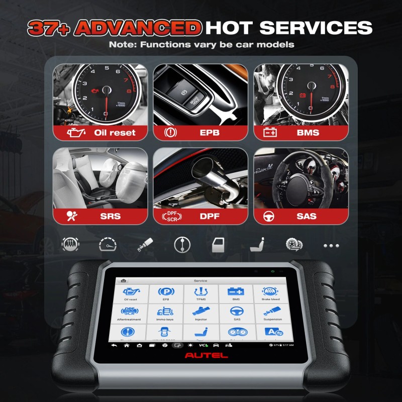 Autel MaxiPRO MP808BT PRO langaton auton diagnostiikkaskanneri kaikkien järjestelmien diagnoosiin ja huoltotoimintoihin