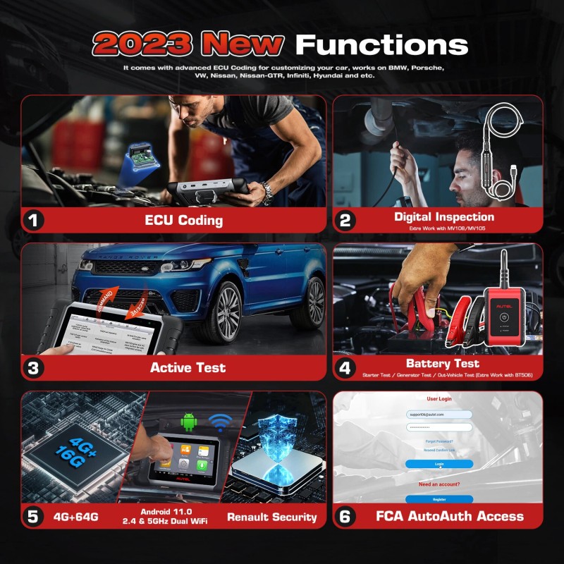 Autel MaxiPRO MP808BT PRO langaton auton diagnostiikkaskanneri kaikkien järjestelmien diagnoosiin ja huoltotoimintoihin