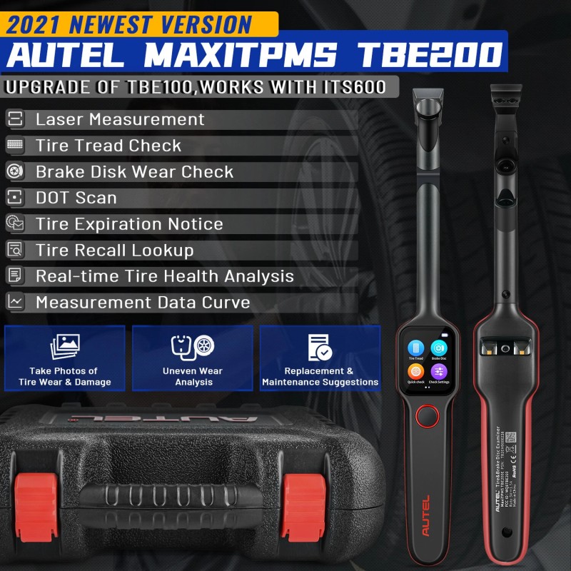 Autel MaxiTPMS TBE200E lasermittari renkaan urasyvyyden ja jarrulevyjen kuluman mittaukseen