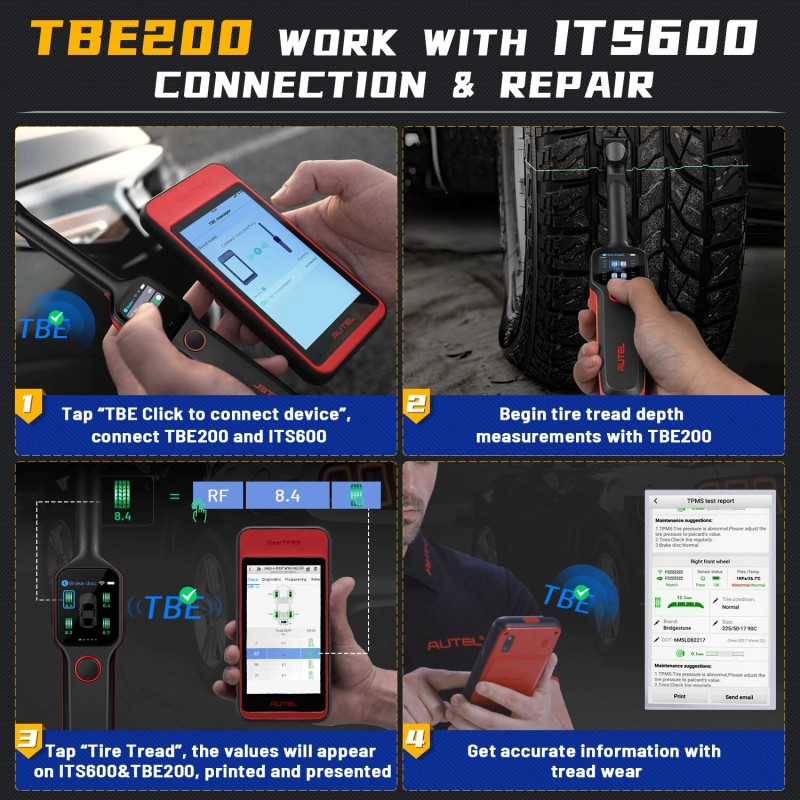 Autel MaxiTPMS TBE200E lasermittari renkaan urasyvyyden ja jarrulevyjen kuluman mittaukseen