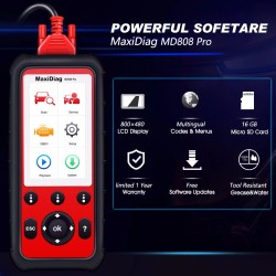 Autel MaxiDiag MD808Pro OBD2 auton diagnostiikkaskanneri kaikkien järjestelmien vikakoodinlukija seitsemällä huoltofunktiolla