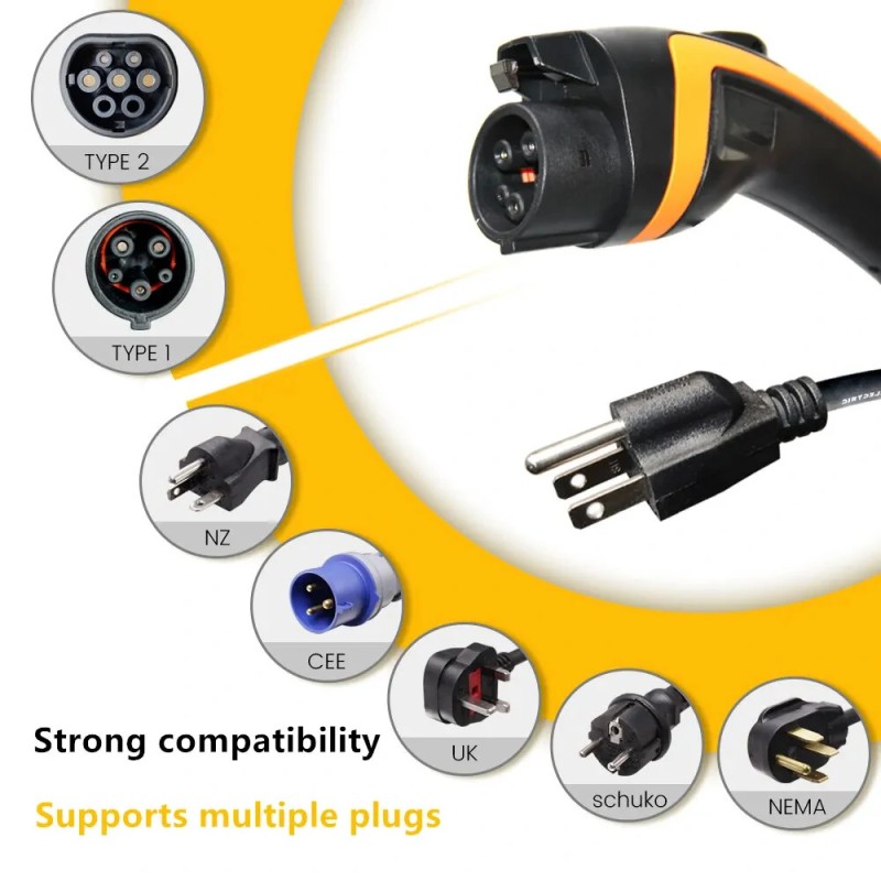 Kannettava EA1650K tyyppi yksi kuusitoista ampeerin latausasema kotikäyttöön viiden metrin kaapelilla