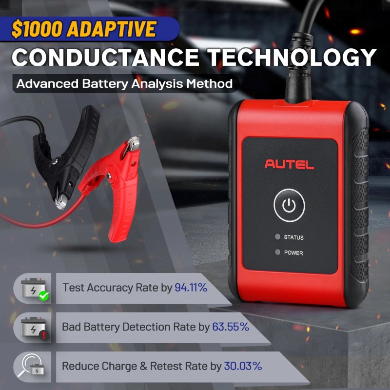 Autel MaxiBAS BT506 akkutesteri bluetooth- ja USB-yhteydellä 6–12V 100–2000CCA älypuhelinyhteensopiva