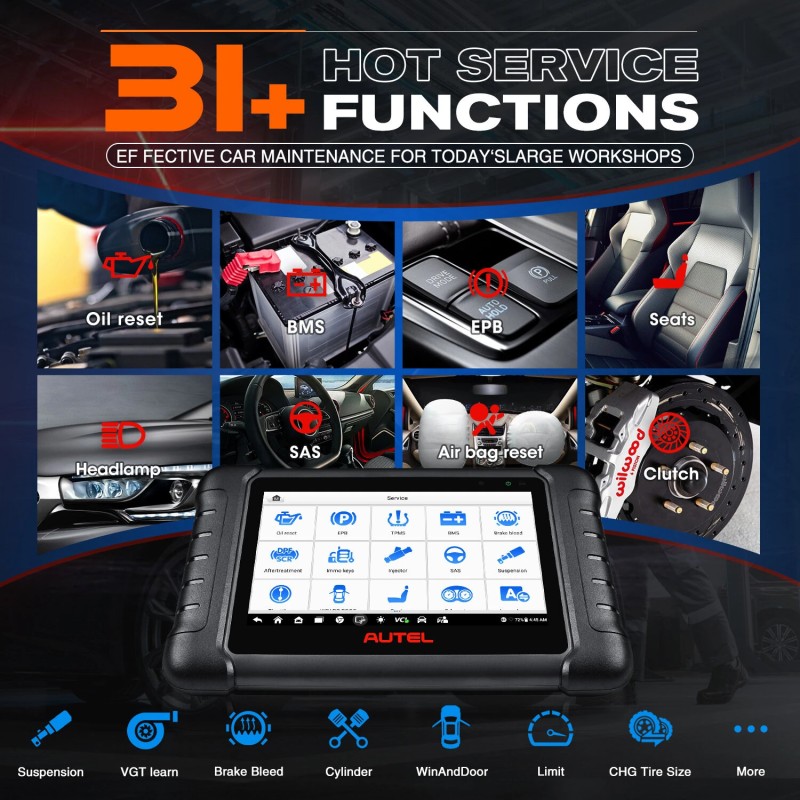 Autel DS808S BT OBD2 diagnostiikkatyökalu kaksisuuntainen ohjaus ECU-koodaus 7-tuumainen näyttö