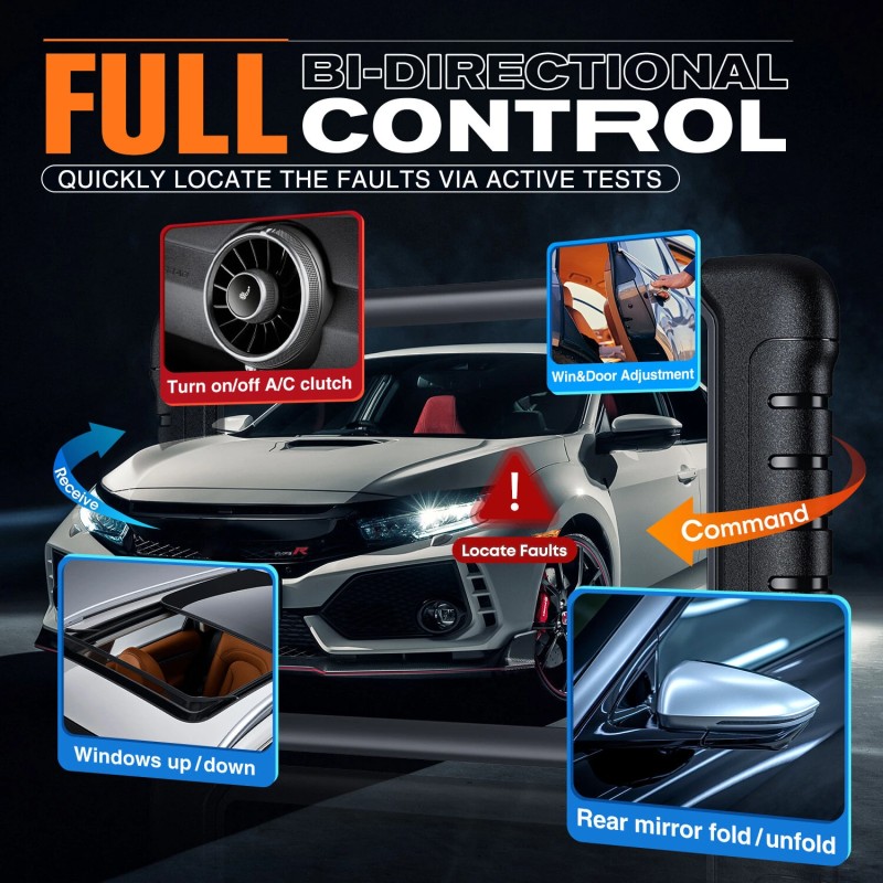 Autel DS808S BT OBD2 diagnostiikkatyökalu kaksisuuntainen ohjaus ECU-koodaus 7-tuumainen näyttö