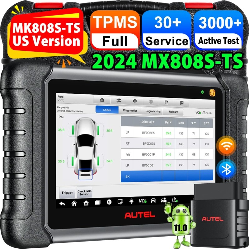 Autel MaxiCheck MX808S TS Android 11 täydellinen TPMS uudelleenoppimistyökalu ja kaksisuuntainen skanneri AutoAuth
