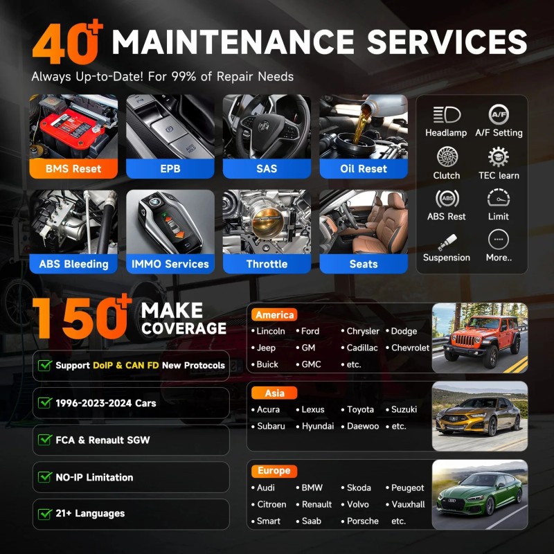 Autel MP900 KIT täysi järjestelmädiagnostiikkatyökalu ohjainyksikön koodaus aktiiviset testit yli 40 palvelua