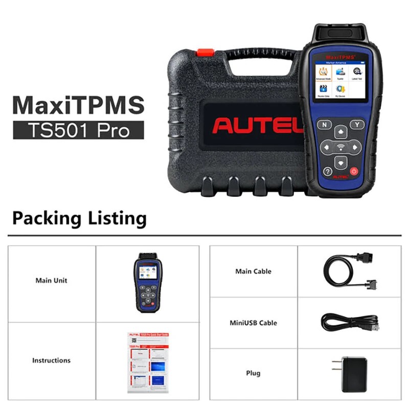 AUTEL MaxiTPMS TS501 Pro TPMS-diagnostiikkatyökalu renkaiden paineen valinta 2400mAh akulla