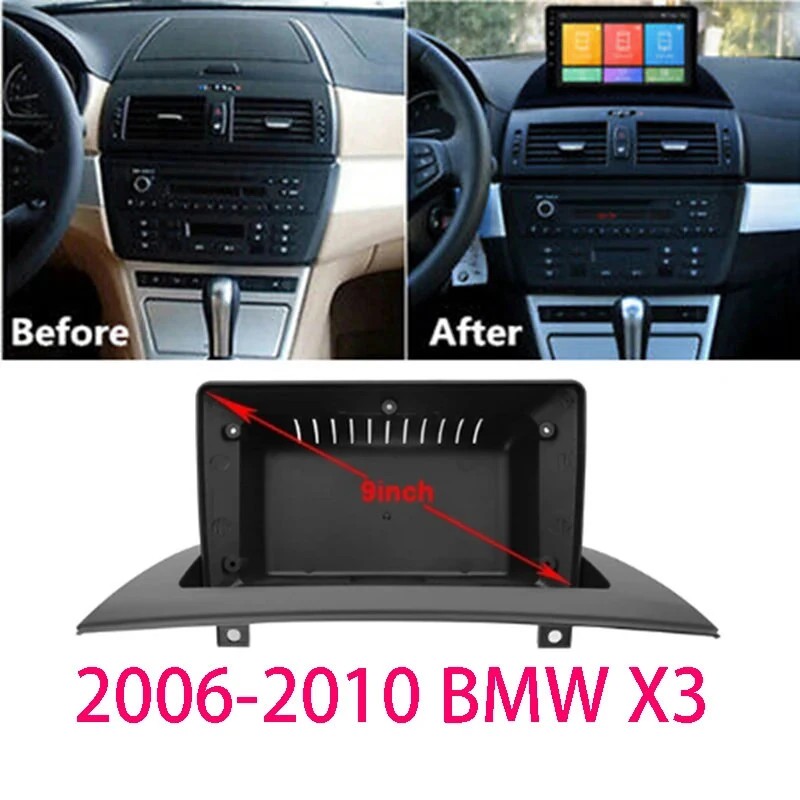 Sopiva 9 tuumainen autoradion etupaneelikehys BMW X3 E83 2006 2010
