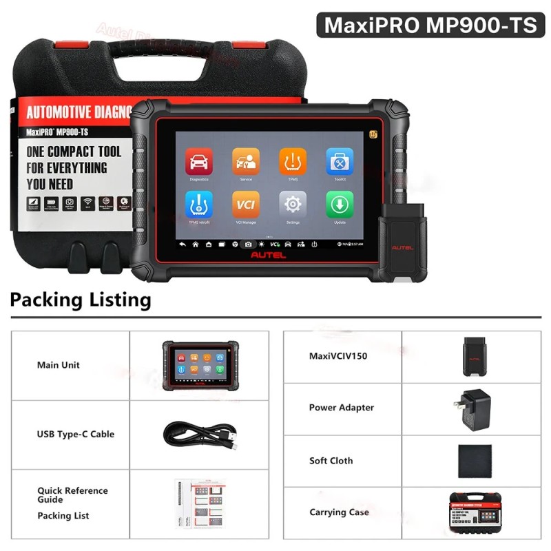 Autel MaxiPRO MP900-TS päivitetty OBD2-vikakoodinlukija ja diagnostiikkatyökalu TPMS-ohjelmointi CAN FD DoIP