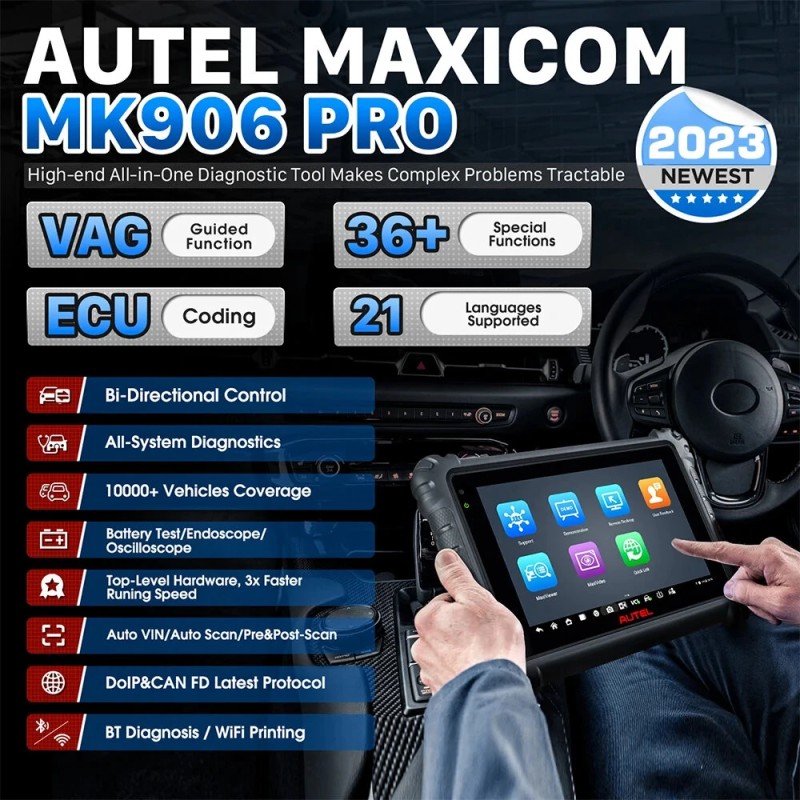 Autel MaxiCOM MK906S Pro ammattimainen auton diagnostiikka OBD2-skanneri ECU-koodaus
