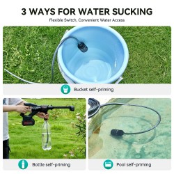 Kuusitoiminen säädettävä suutin 21V kannettava akkukäyttöinen korkeapainepesuri musta 5 m vesiletkulla