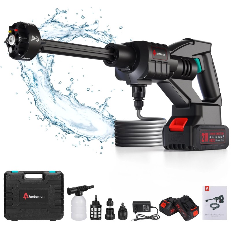 Langaton kannettava korkeapaineinen autopesuri 500 W 100 bar 20000 30000mAh EU pistoke