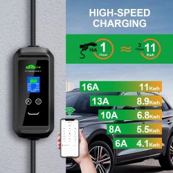 ISIGMA 11 kW 16 A kannettava sähköauton laturi tyyppi 2 langaton Tuya-sovellus 7 m kaapeli