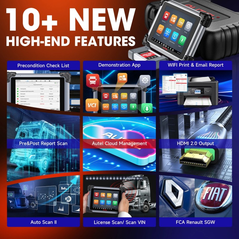 Autel Maxisys MS908CV II autodiagnostiikkalaite J2534 ECU-koodaus hyötyajoneuvoille