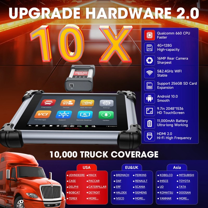 Autel Maxisys MS908CV II autodiagnostiikkalaite J2534 ECU-koodaus hyötyajoneuvoille