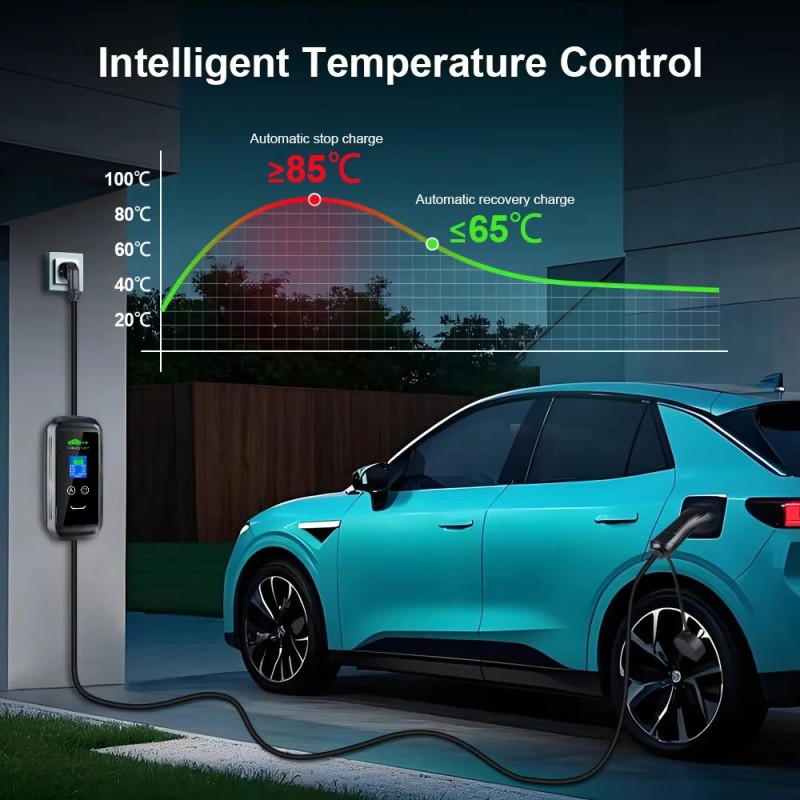 ISIGMA 11kW 16A tyyppi 2 kannettava sähköauton laturi mobiilisovelluksella 5m kaapeli