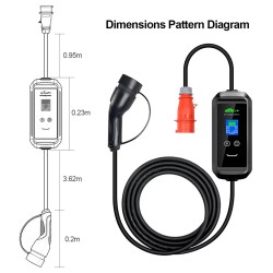 ISIGMA 11kW 16A tyyppi 2 kannettava sähköauton laturi mobiilisovelluksella 5m kaapeli