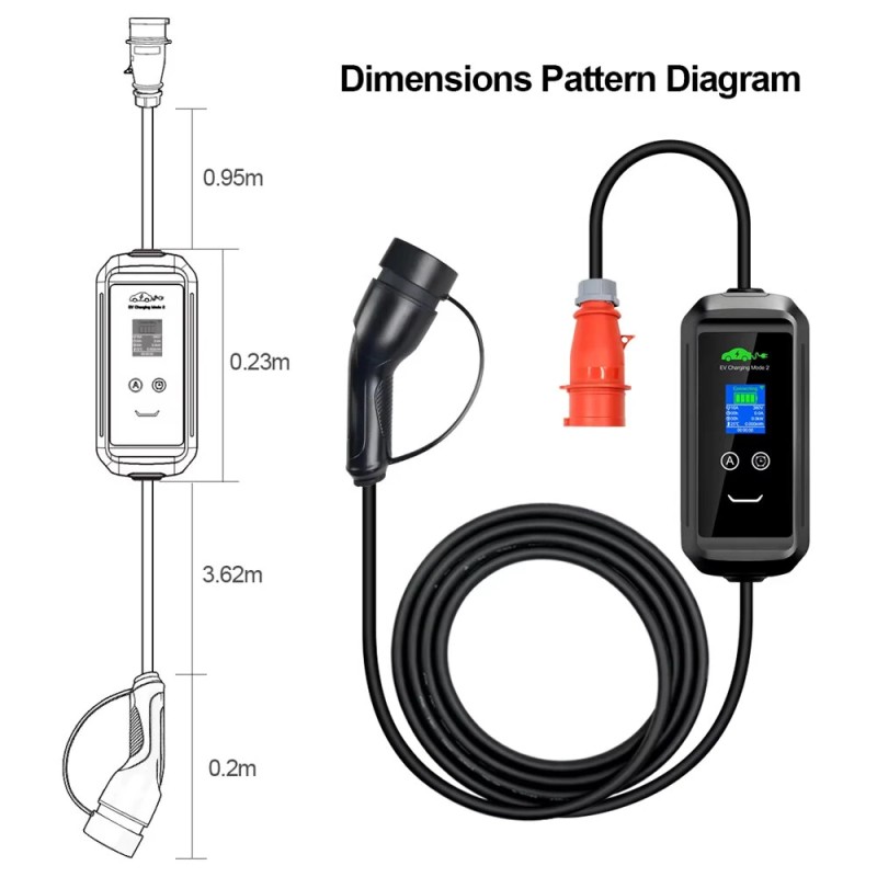 ISIGMA 11kW 16A tyyppi 2 kannettava sähköauton laturi mobiilisovelluksella 5m kaapeli