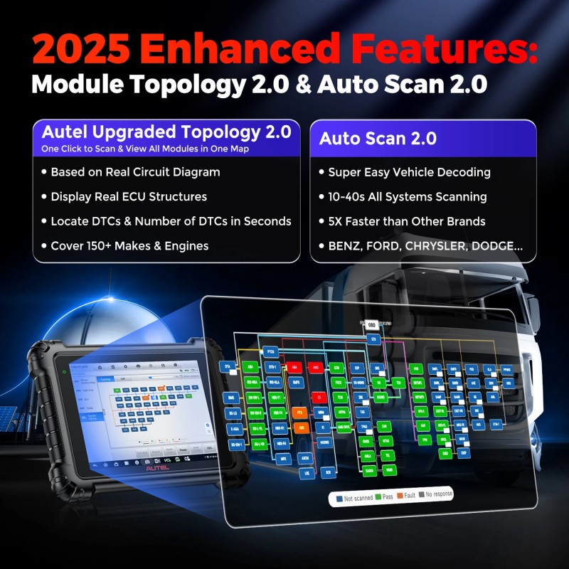 Autel MaxiSys MS909CV 9,7-tuumainen ajoneuvodiagnostiikkatyökalu Android 10 3000 aktiivista testiä raskaille ajoneuvoille