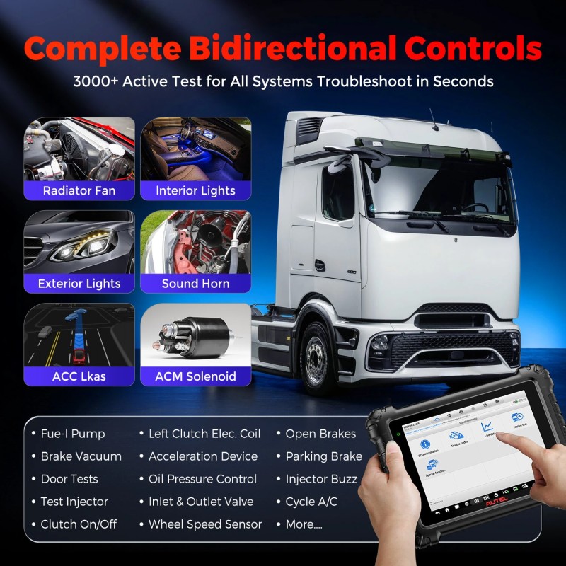 Autel MaxiSys MS909CV 9,7-tuumainen ajoneuvodiagnostiikkatyökalu Android 10 3000 aktiivista testiä raskaille ajoneuvoille