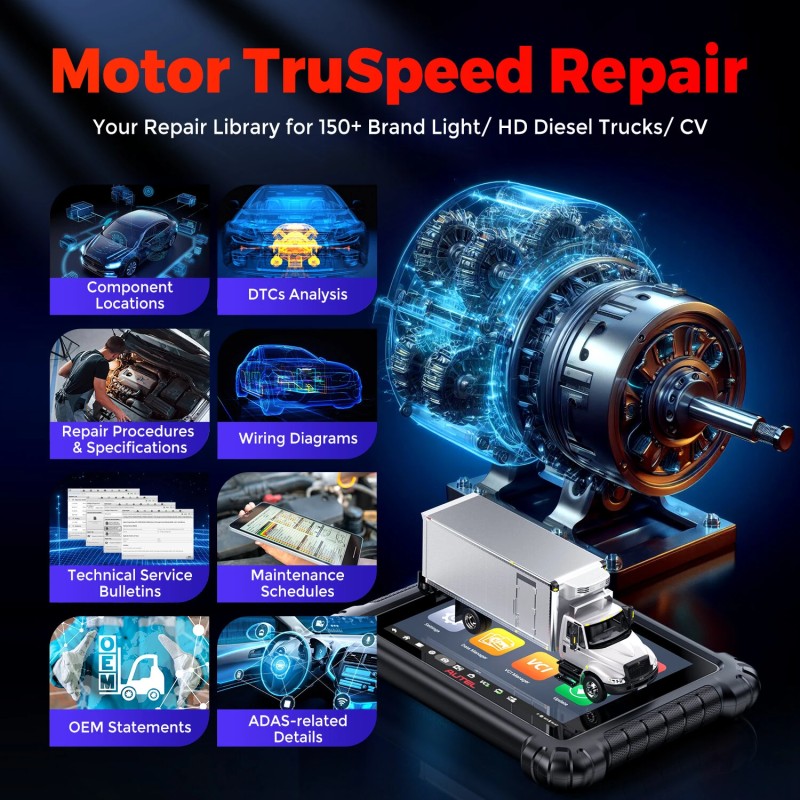 Autel MaxiSys MS909CV 9,7-tuumainen ajoneuvodiagnostiikkatyökalu Android 10 3000 aktiivista testiä raskaille ajoneuvoille