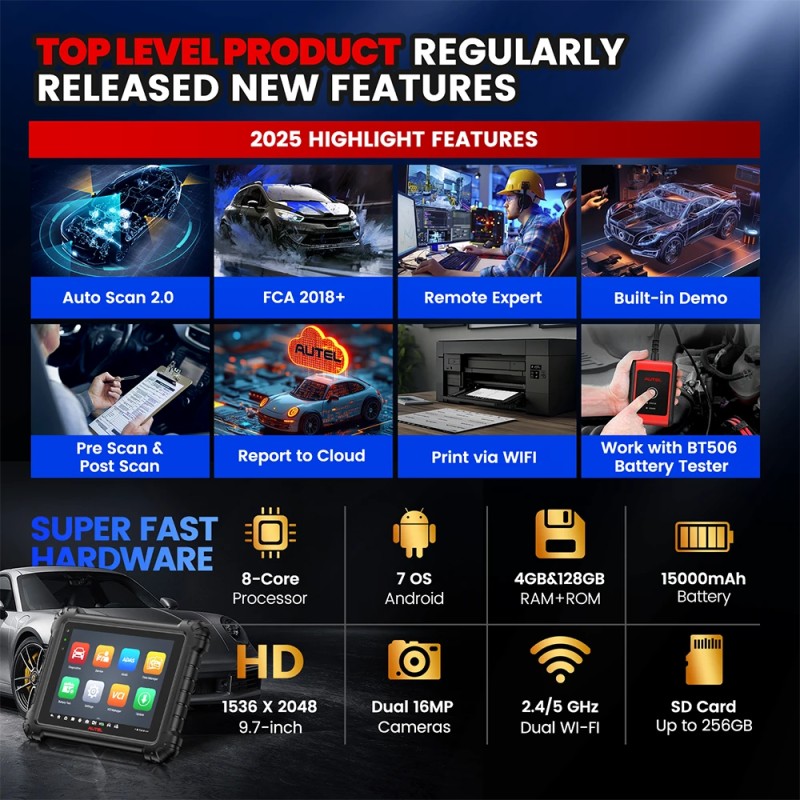 Autel MS909 auton diagnostiikkatyökalu valmistajatason ohjausyksikön ohjelmointi 3000+ aktiivista testiä