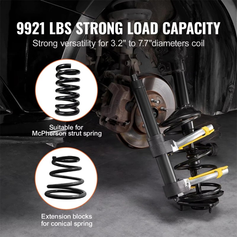 Jousijalkojen puristinsarja MacPherson yhteensopiva vaihdettavilla haarukoilla suojaholkilla 4500 kg kantavuus