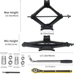 Kaksitonninen tunkkisarja saksitunkki räikkäavain pyöränmutteriavain hätäpakkaus säilytyspussilla