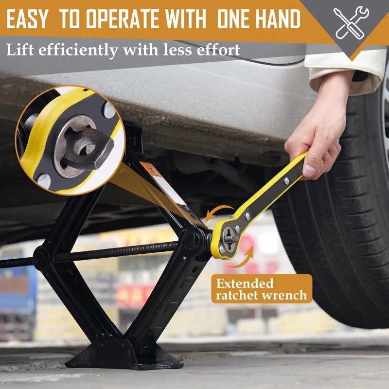 Kestävä kaksitonninen saksinostolle tarkoitettu räikkäavain kuusiokoloavain auton renkaanvaihtoon