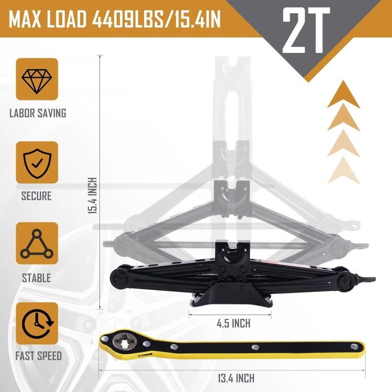 Kestävä kaksitonninen saksinostolle tarkoitettu räikkäavain kuusiokoloavain auton renkaanvaihtoon