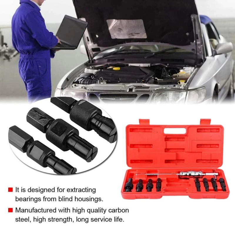 Sisälaakerin 9-osainen ulosvetäjäsarja sokeille rei'ille liukuvasaralla 8–32 mm punainen laatikko auton korjaukseen