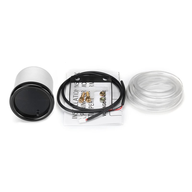 Turboahtimen ahtopainemittari 52 mm 12v -1–2 bar 7-värinen led-valaistus musta linssi