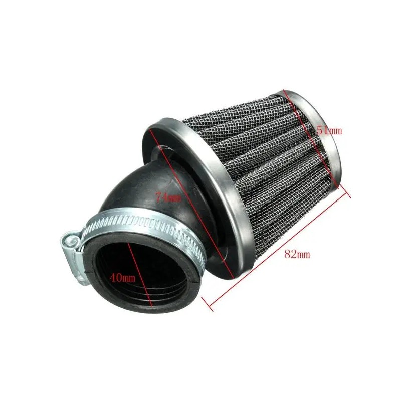 Musta 40 mm:n 45 asteen ilmansuodatin universaali 50cc 110cc 125cc 140cc moottoripyörille