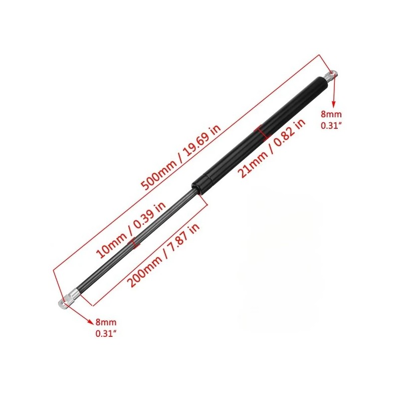 Yleiskäyttöinen 500 mm kaasujousi 350N/450N/550N/650N/900N takaluukkuun ja konepellille