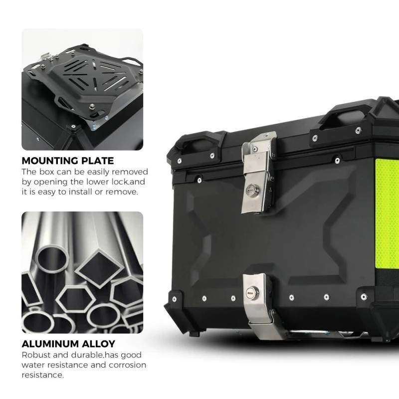 Moottoripyörän 45L takaboxi alumiininen kovakotelo lukittava vedenpitävä kiinnitysteline