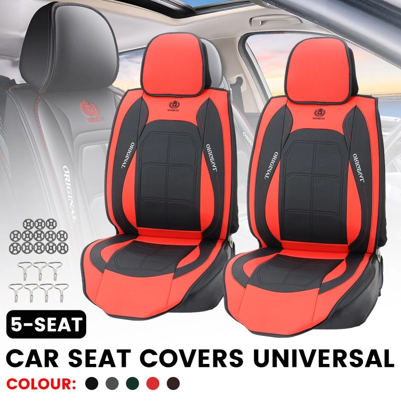 Yleismallinen viisipaikkainen auton istuinsuojasarja vedenpitävä hengittävä nahkasekoite helppo asennus