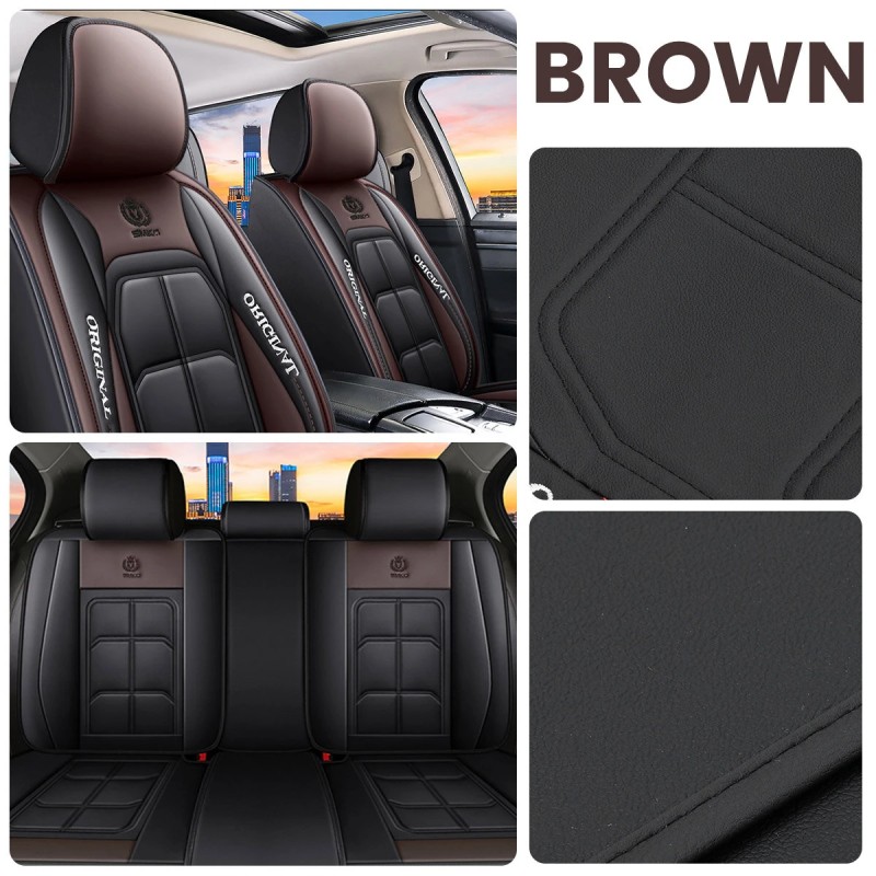 Yleismallinen viisipaikkainen auton istuinsuojasarja vedenpitävä hengittävä nahkasekoite helppo asennus