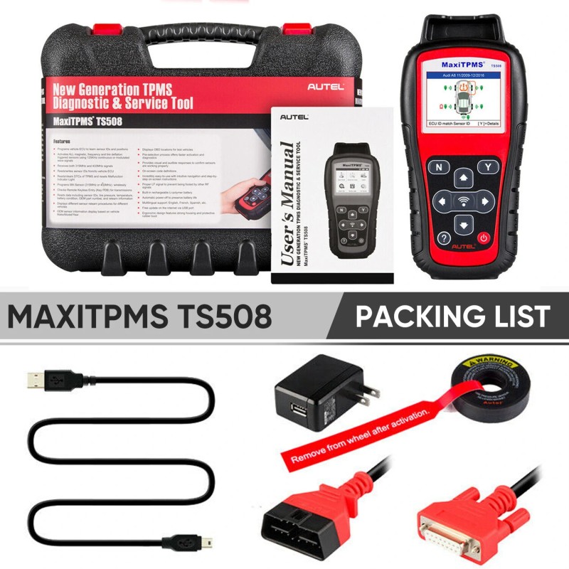 Autel MaxiTPMS TS508WF TPMS-työkalu anturien ohjelmointi uudelleenopetus aktivointi nollaus vikakoodien luku