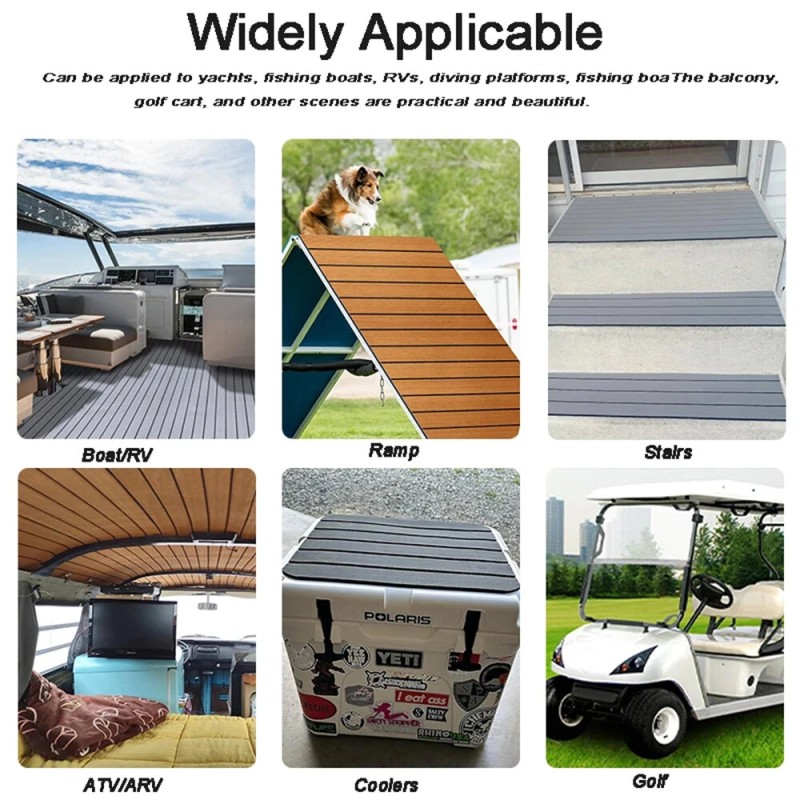 Itseliimautuva EVA-vaahto terassilevy liukumaton vedenpitävä veneen lattiamatto 2400x450x6mm
