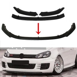 Etupuskurin huulispoileri 3 osainen kiiltävän musta VW Golf MK6 GTI 2010 2013