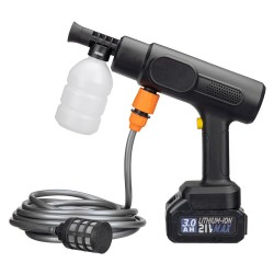 Kannettava langaton korkeapaineinen autonpesuvesipistooli kahdella 3,0 Ah akulla