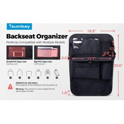 Tsumbay kaksi taitettavaa auton selkänojan säilytyslaukkua taskuilla ja tarjottimella