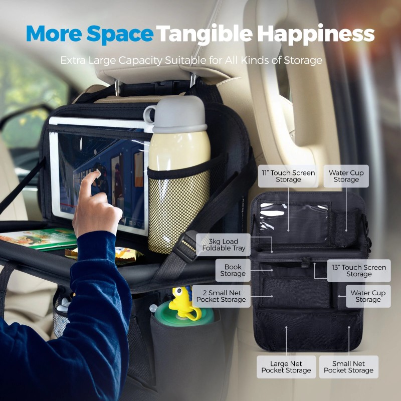 Tsumbay kaksi taitettavaa auton selkänojan säilytyslaukkua taskuilla ja tarjottimella
