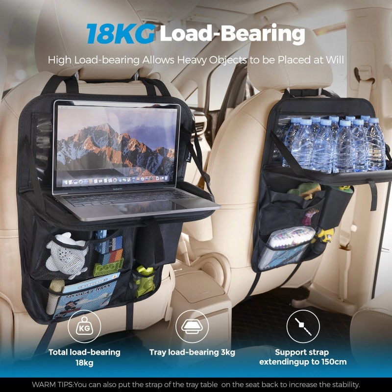 Tsumbay kaksi taitettavaa auton selkänojan säilytyslaukkua taskuilla ja tarjottimella