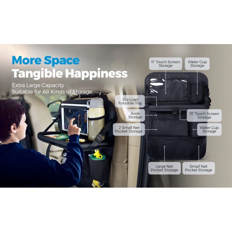 Tsumbay kaksi taitettavaa auton selkänojan säilytyslaukkua taskuilla ja tarjottimella