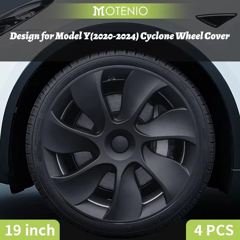 Pyöränkapselit 4 kpl 19-tuumaiset syklonityyliset mattamustat Tesla Model Y